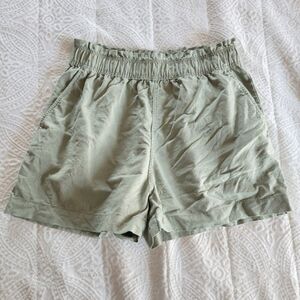 H&M Linen Blend Sage Green High Waist Shorts Pull On S